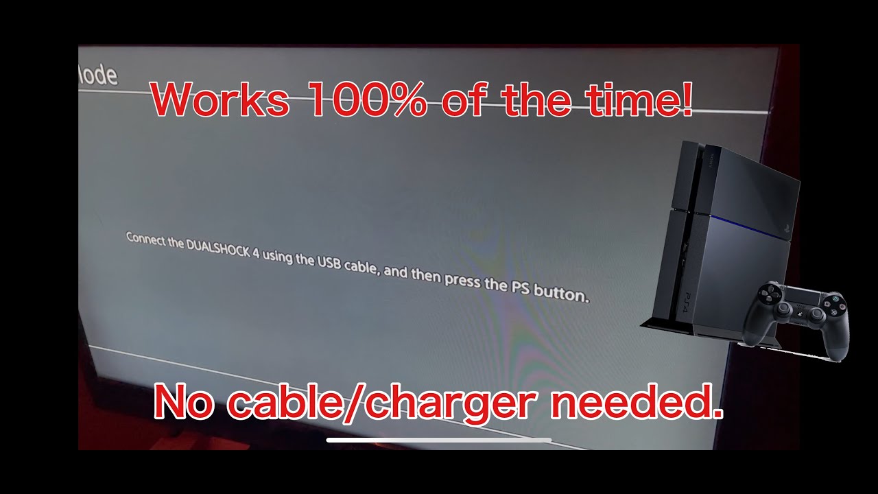 Connect your PS4 controller to the console using a USB cable.
Press the PS button on the controller to start the PS4 in Safe Mode.