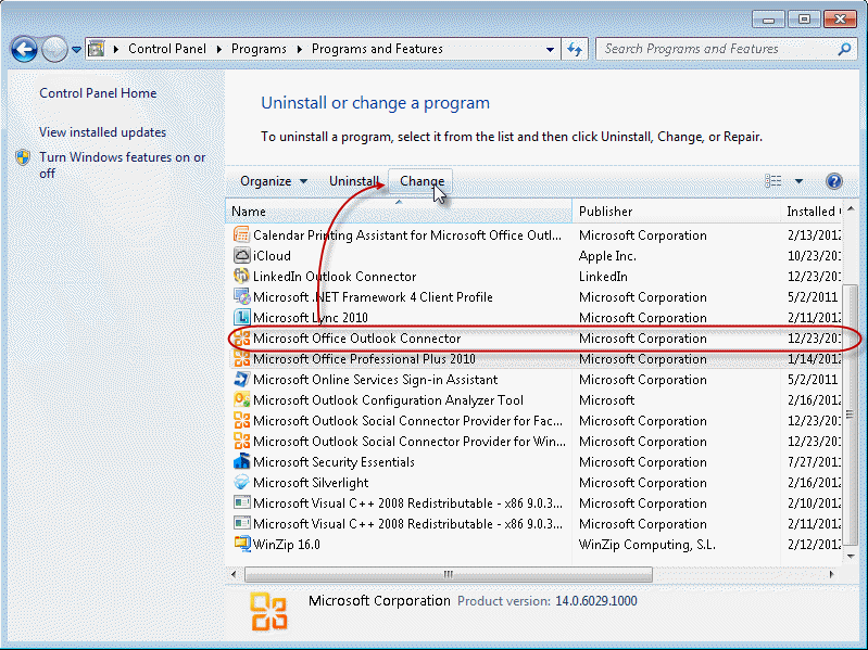Find and select Microsoft Office in the list of installed programs.
Click Change and then choose Repair. Follow the on-screen instructions to complete the repair process.