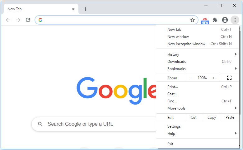 Open Chrome.
Click on the three-dot menu icon in the top-right corner.