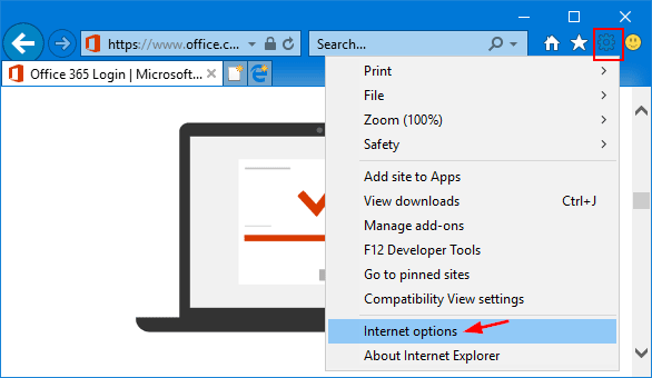 Open Internet Explorer 8.
Click on the Tools button in the top-right corner of the browser window.
