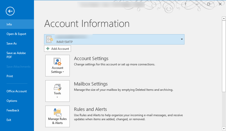 Open Outlook and click on the "File" tab.
In the left-hand menu, click on "Office Account" or "Account".