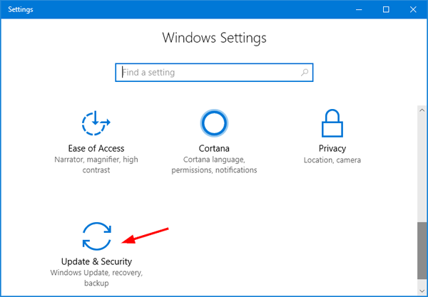 Press Windows Key + I to open the Settings app.
Click on Update & Security and then select Windows Update.