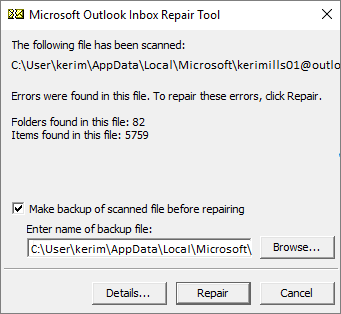 Run the Outlook Diagnostics tool.
Repair the Outlook data file (PST or OST).