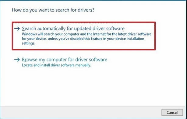 Step 5: Click on the "Update Driver" button.
Step 6: Choose the option "Search automatically for updated driver software."